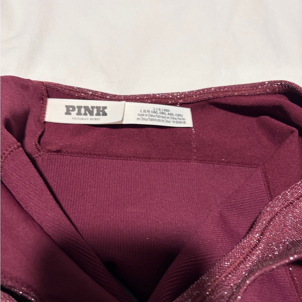 PINK Victoria's Secret Shimmering Burgundy Leggings Set - Picture 4 of 7